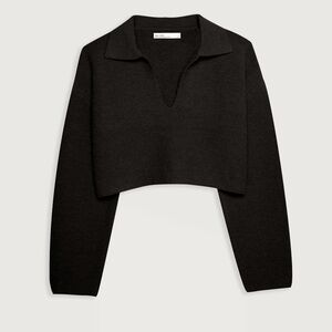 Black Oak+Fort Cropped Collared Sweater 
Size S Womens